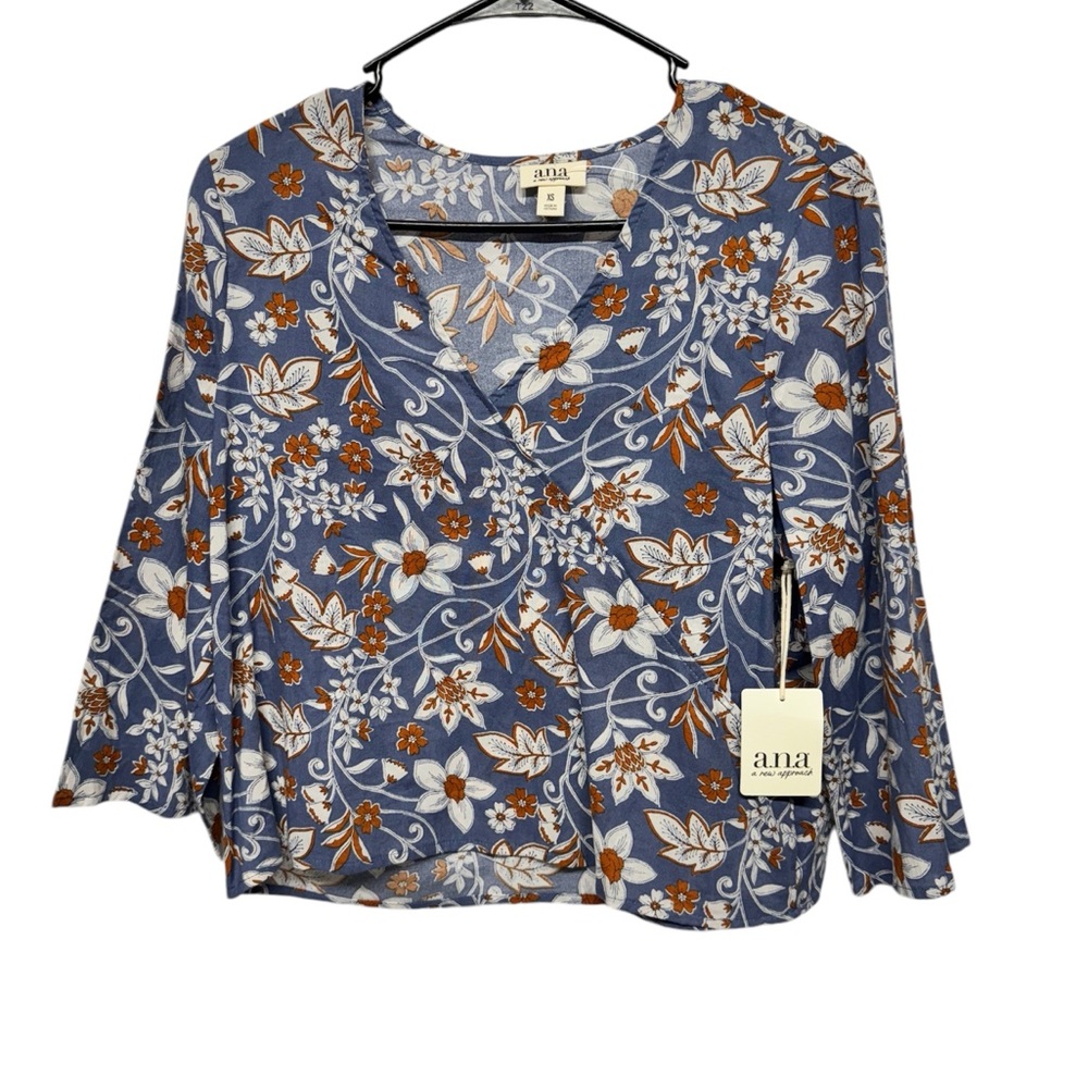 2/$20   Ana A New Approach Women's V Neck 3/4
Sleeve Floral Shirt Top
